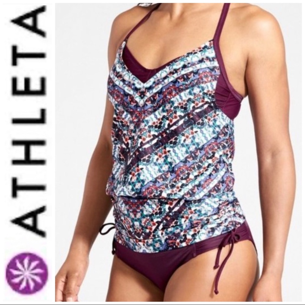 Athleta Marrakesh Side Scrunch Tankini 38 B/C